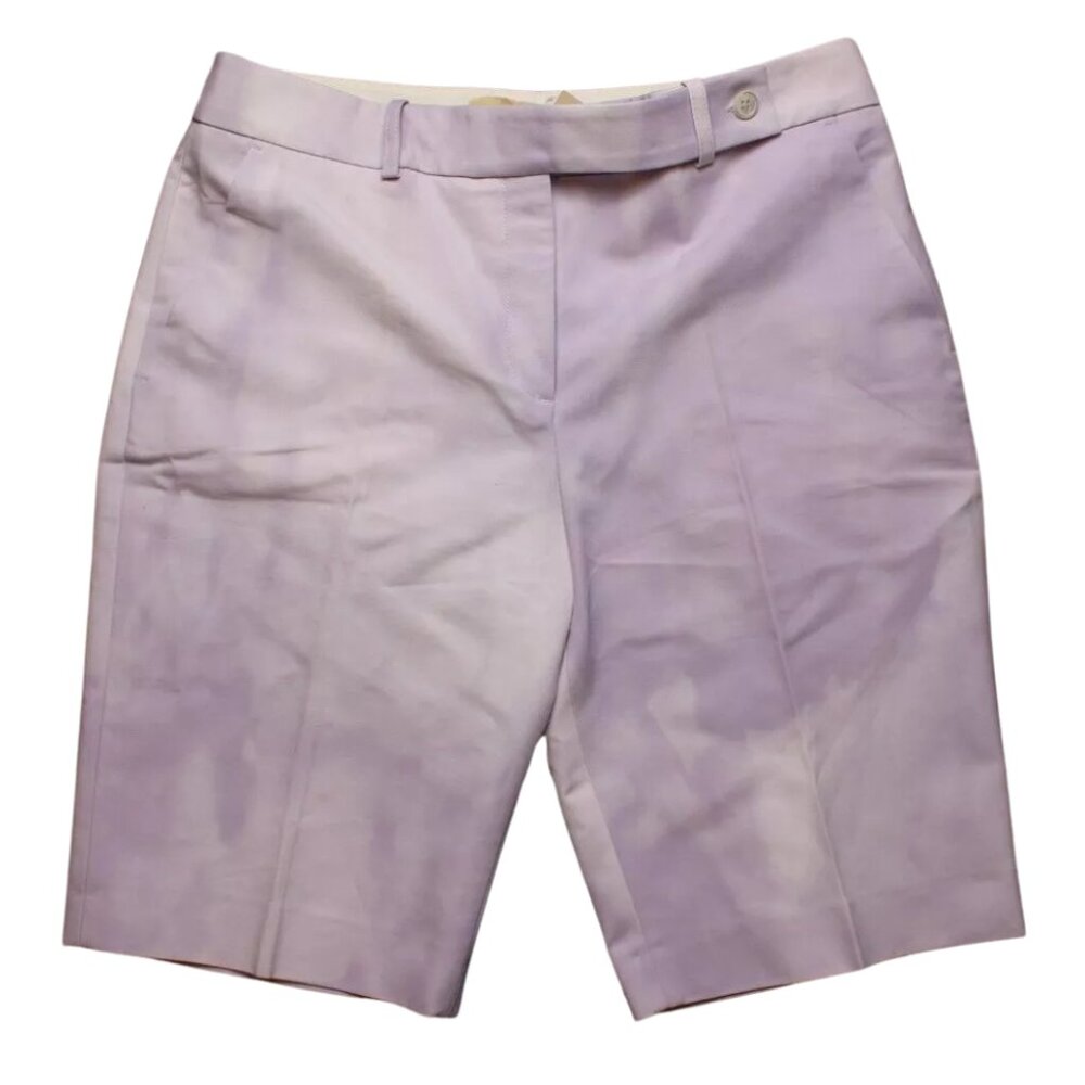 $595 Michael Kors Purple and White Tie Dye Bermuda Shorts Size 8 NWT